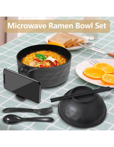 Juego de Tazones de Ramen YEINLAN Negro 6 Piezas