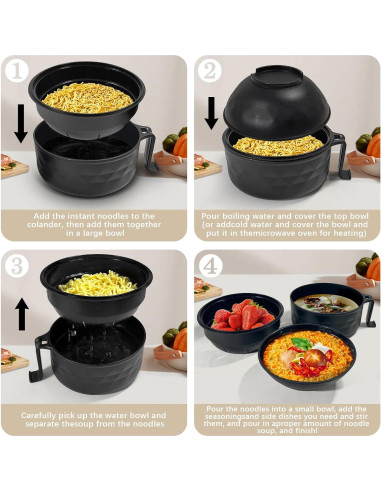 Juego de Tazones de Ramen YEINLAN Negro 6 Piezas