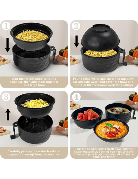 Juego de Tazones de Ramen YEINLAN Negro 6 Piezas