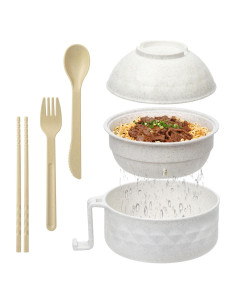 Juego de Tazones de Ramen MUUBOOX Beige 946ml y 500ml