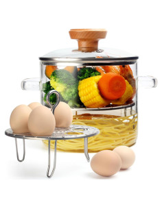 Olla de Simmer TUKSIK 2.7Qt Vidrio Borosilicato con Vaporera