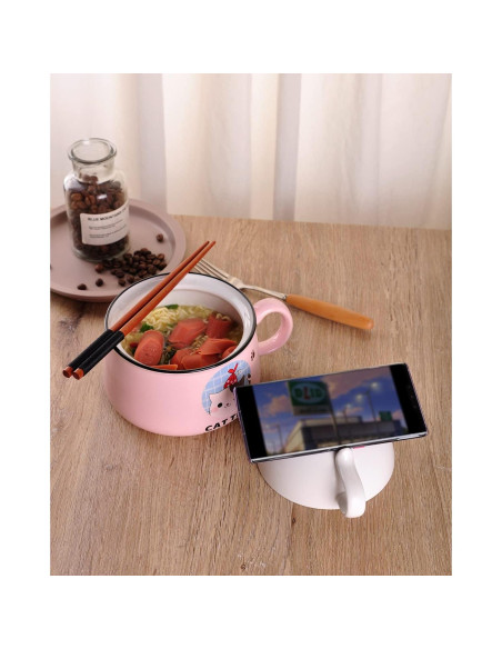 Tazón de Ramen Gatito WHJY 1021 ml Azul con Tapa