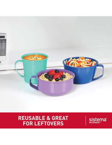 Set de 3 Contenedores Microondas Sistema - Avena, Sopa, Fideos