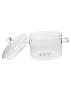 Olla de vidrio Vaguelly 1500 ml apta microondas y estufa