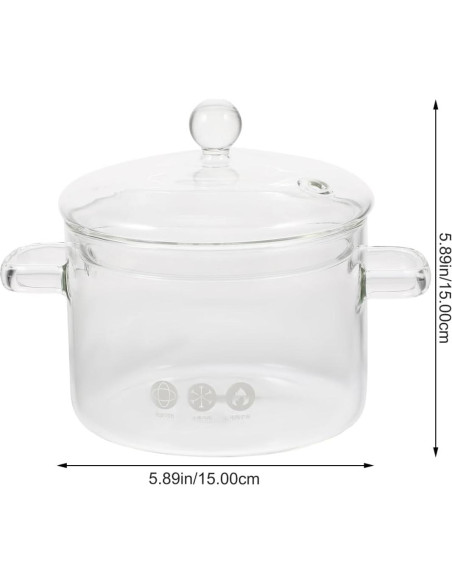 Olla de vidrio Vaguelly 1500 ml apta microondas y estufa