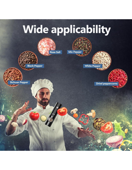 Juego de Molinillos de Sal y Pimienta Eléctricos Moocoo