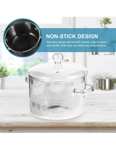 Olla de vidrio Vaguelly 1500 ml apta microondas y estufa