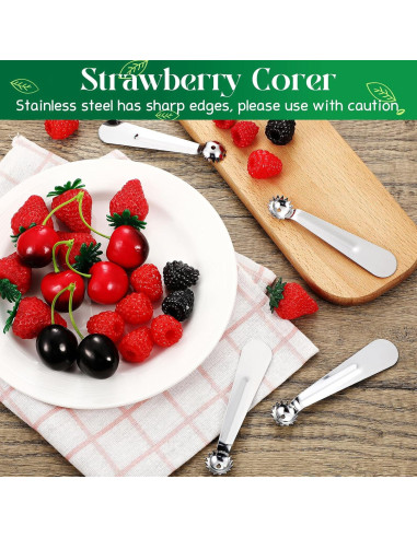 Baderke 4 Pcs Descorazonadores de Fresa y Tomate Acero Inoxidable