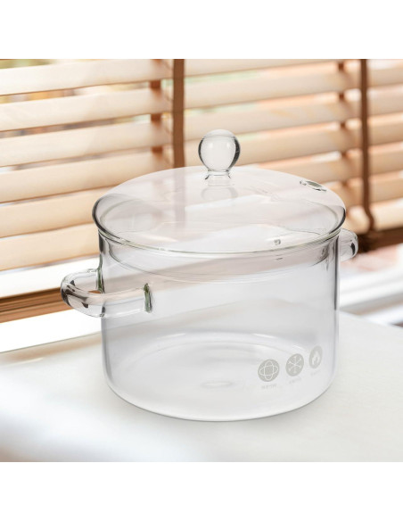 Olla de vidrio Vaguelly 1500 ml apta microondas y estufa