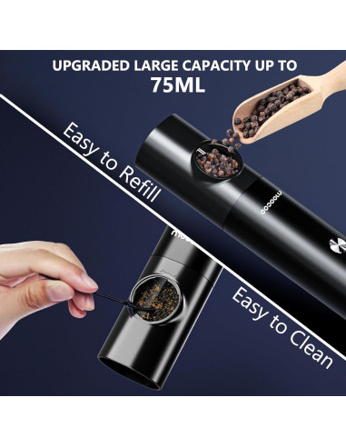 Juego de Molinillos de Sal y Pimienta Eléctricos Moocoo