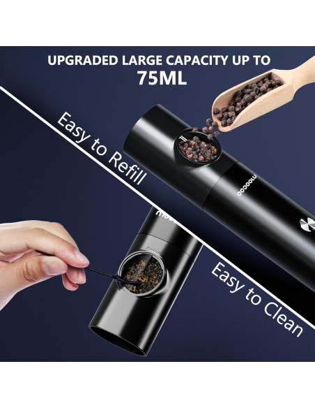 Juego de Molinillos de Sal y Pimienta Eléctricos Moocoo