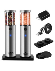 Molinillos de Sal y Pimienta Eléctricos Prime, 2 Pzs, Acero Inoxidable