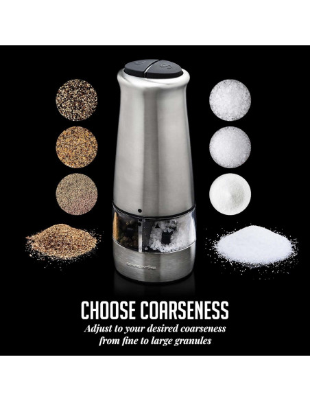 Molinillo Eléctrico de Sal y Pimienta OVENTE 2 en 1 Acero Inoxidable