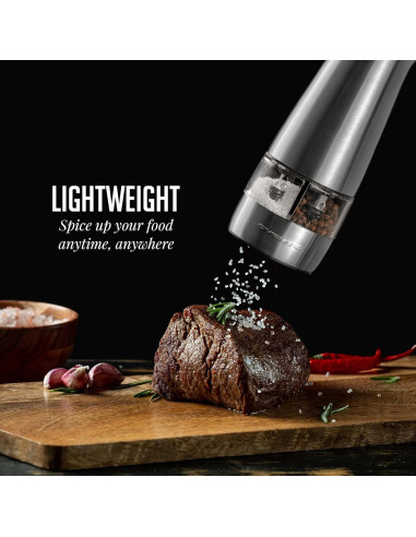 Molinillo Eléctrico de Sal y Pimienta OVENTE 2 en 1 Acero Inoxidable