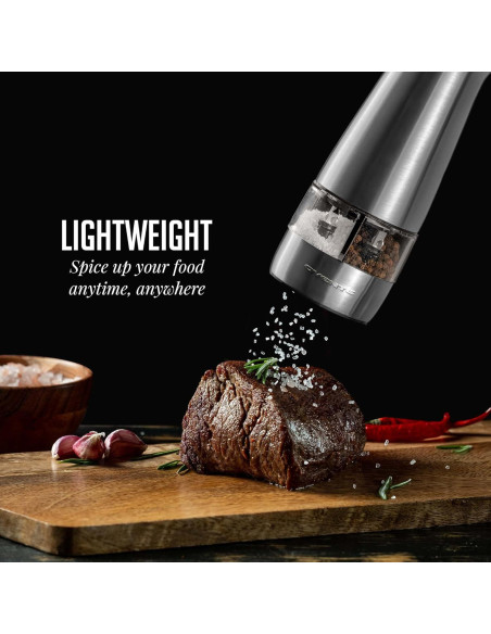 Molinillo Eléctrico de Sal y Pimienta OVENTE 2 en 1 Acero Inoxidable