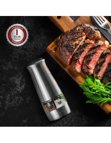Molinillo Eléctrico de Sal y Pimienta OVENTE 2 en 1 Acero Inoxidable