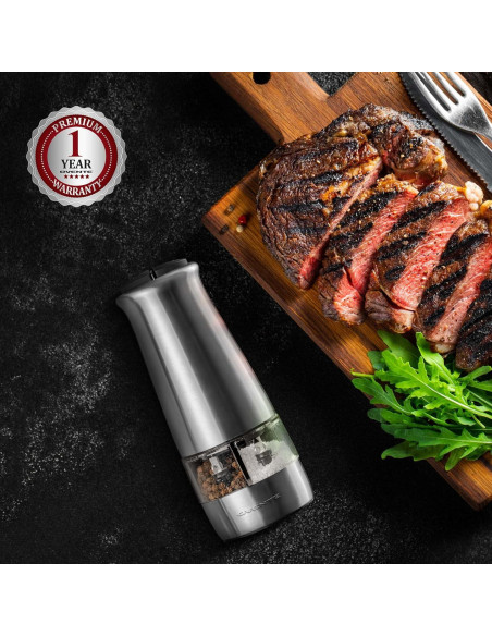 Molinillo Eléctrico de Sal y Pimienta OVENTE 2 en 1 Acero Inoxidable