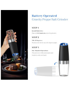 Juego de Molinillos Eléctricos de Sal y Pimienta UNNEES 2