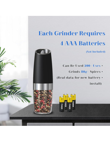 Juego de Molinillos Eléctricos de Sal y Pimienta UNNEES