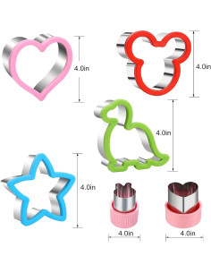 Juego de 11 Cortadores de Sándwich Wooyaya - Dinosaurio, Corazón, Estrella 2