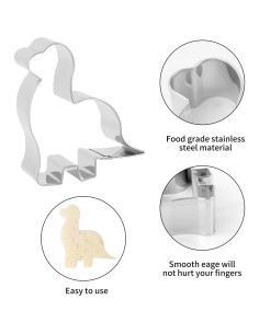 Juego de Cortadores de Galletas ANCKNE Dinosaurio Acero Inoxidable 2