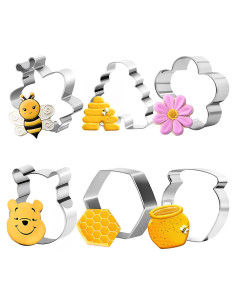 Juego de 6 Cortadores de Galletas Kukifun Abeja y Winnie Pooh