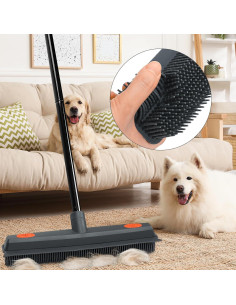 Escoba de Goma MAVRIZ Naranja para Pelo de Mascotas 2 en 1 2