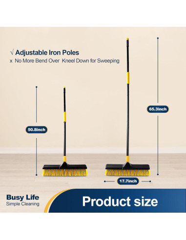 Escoba de Empuje Yocada 45.72 cm Cerdas Rígidas Ajustable