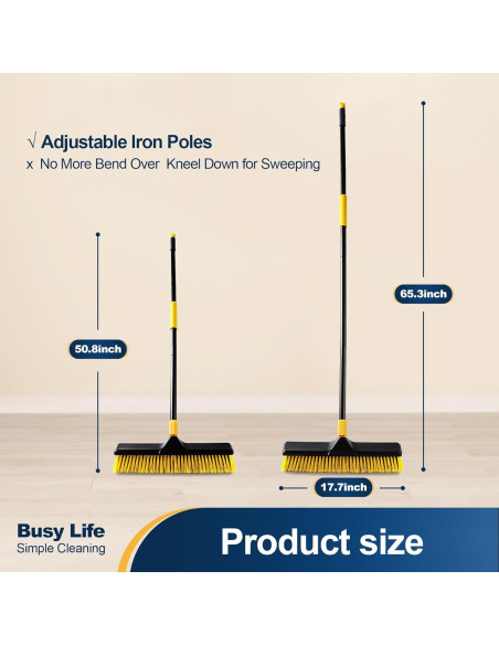 Escoba de Empuje Yocada 45.72 cm Cerdas Rígidas Ajustable