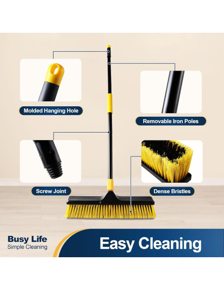 Escoba de Empuje Yocada 45.72 cm Cerdas Rígidas Ajustable