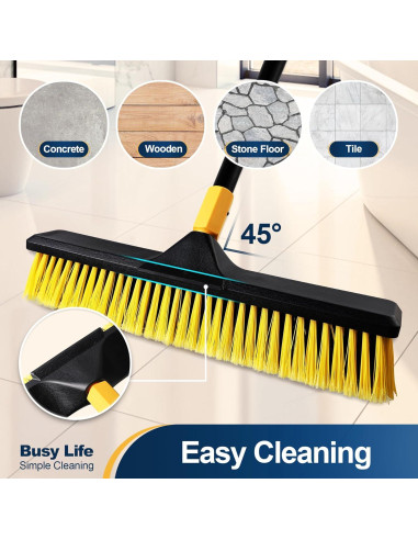 Escoba de Empuje Yocada 45.72 cm Cerdas Rígidas Ajustable