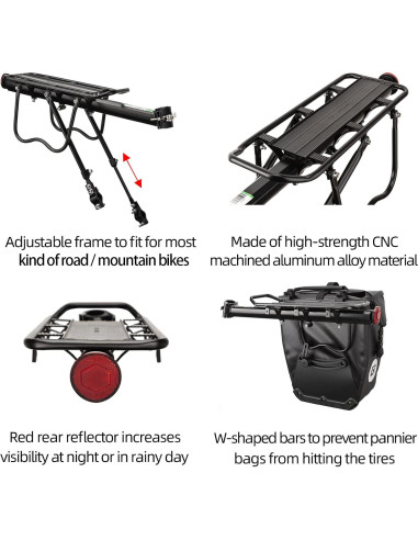 Portaequipajes Trasero ROCKBROS Ajustable 165 lbs Aluminio
