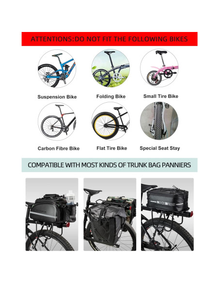 Portaequipajes Trasero ROCKBROS Ajustable 165 lbs Aluminio