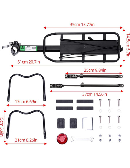 Portaequipajes Trasero ROCKBROS Ajustable 165 lbs Aluminio