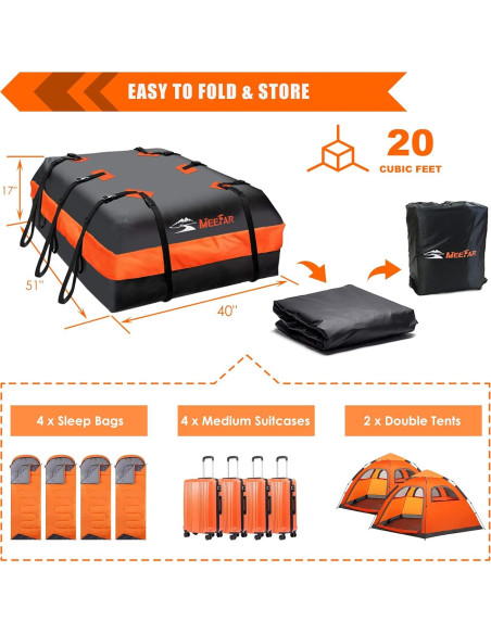 Bolsa de Techo Impermeable MeeFar 20 Pies Cúbicos Universal