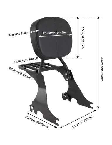 Respaldo Sissy Bar Desmontable KOLEMO para Harley Sportster 2004-2024