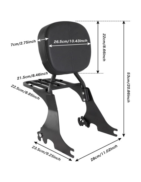 Respaldo Sissy Bar Desmontable KOLEMO para Harley Sportster 2004-2024