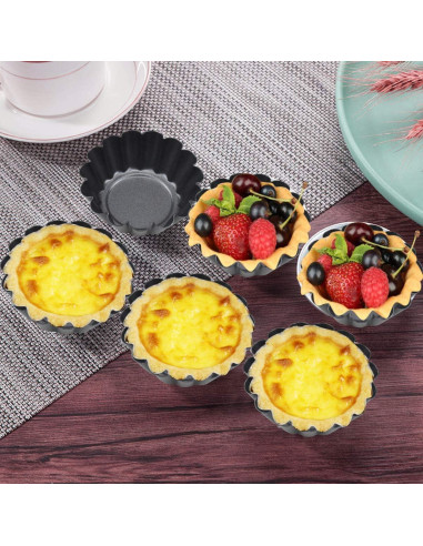 Molde para Tartas HQdeal 12 Piezas Acero al Carbono Antiadherente