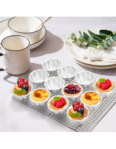 Paquete de 12 Moldes para Tartas de Huevo Mezchi 9.4 cm