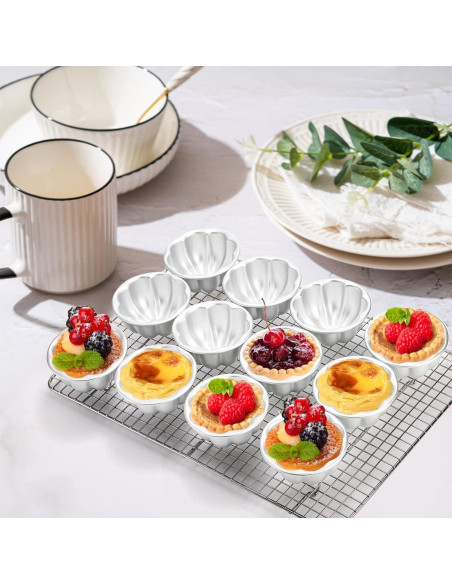 Paquete de 12 Moldes para Tartas de Huevo Mezchi 9.4 cm