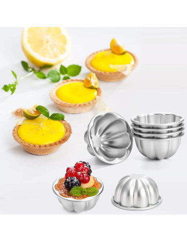 Paquete de 12 Moldes para Tartas de Huevo Mezchi 9.4 cm