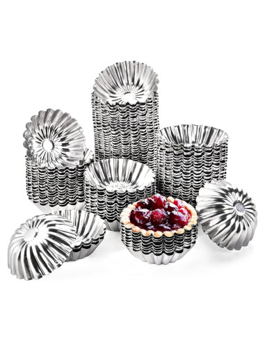 100 Moldes de Aluminio Reutilizables Dicunoy 3" para Tartas