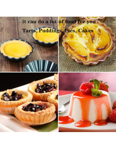 Moldes para Tartas Mini RICHSC-PAN 12 PCS Antiadherentes 7,62 cm