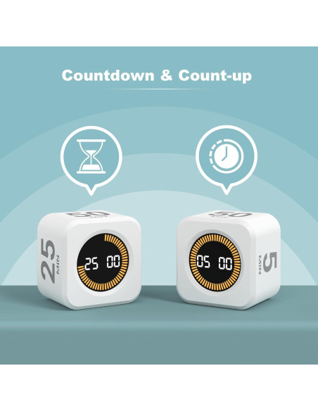 Temporizador Visual Pomodoro KADAMS Blanco 5/10/25/50 Min Temporizador Visual Pomodoro KADAMS Blanco 5/10/25/50 Min