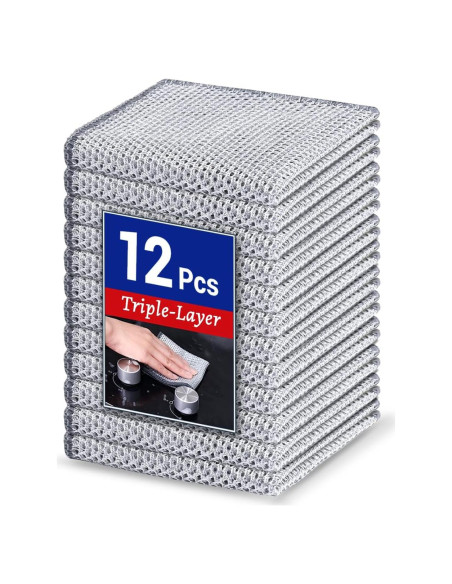 12 Paños de Cocina Reutilizables Wangjinpeng 20x20 cm