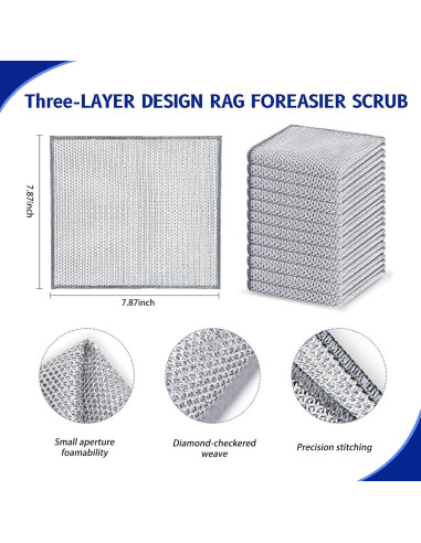 12 Paños de Cocina Reutilizables Wangjinpeng 20x20 cm