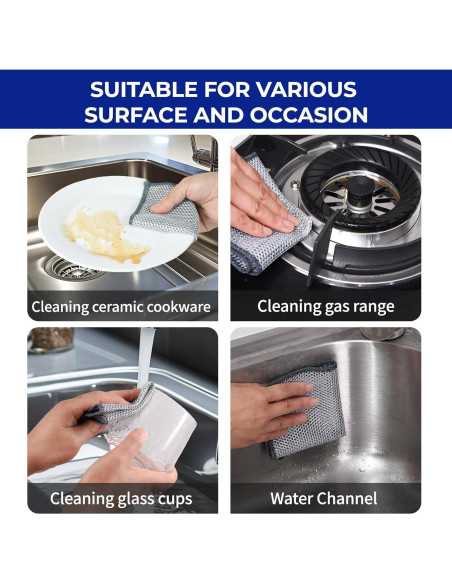 12 Paños de Cocina Reutilizables Wangjinpeng 20x20 cm