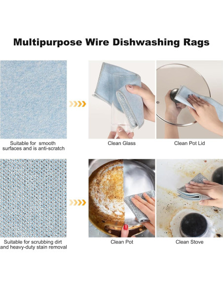 10 Trapos de Cocina de Alambre Jeymei Doble Cara Azul