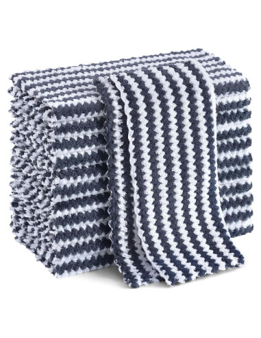 Homaxy Paquete de 12 Paños de Cocina Microfibra 25x25cm Gris