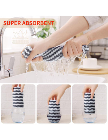 Homaxy Paquete de 12 Paños de Cocina Microfibra 25x25cm Gris